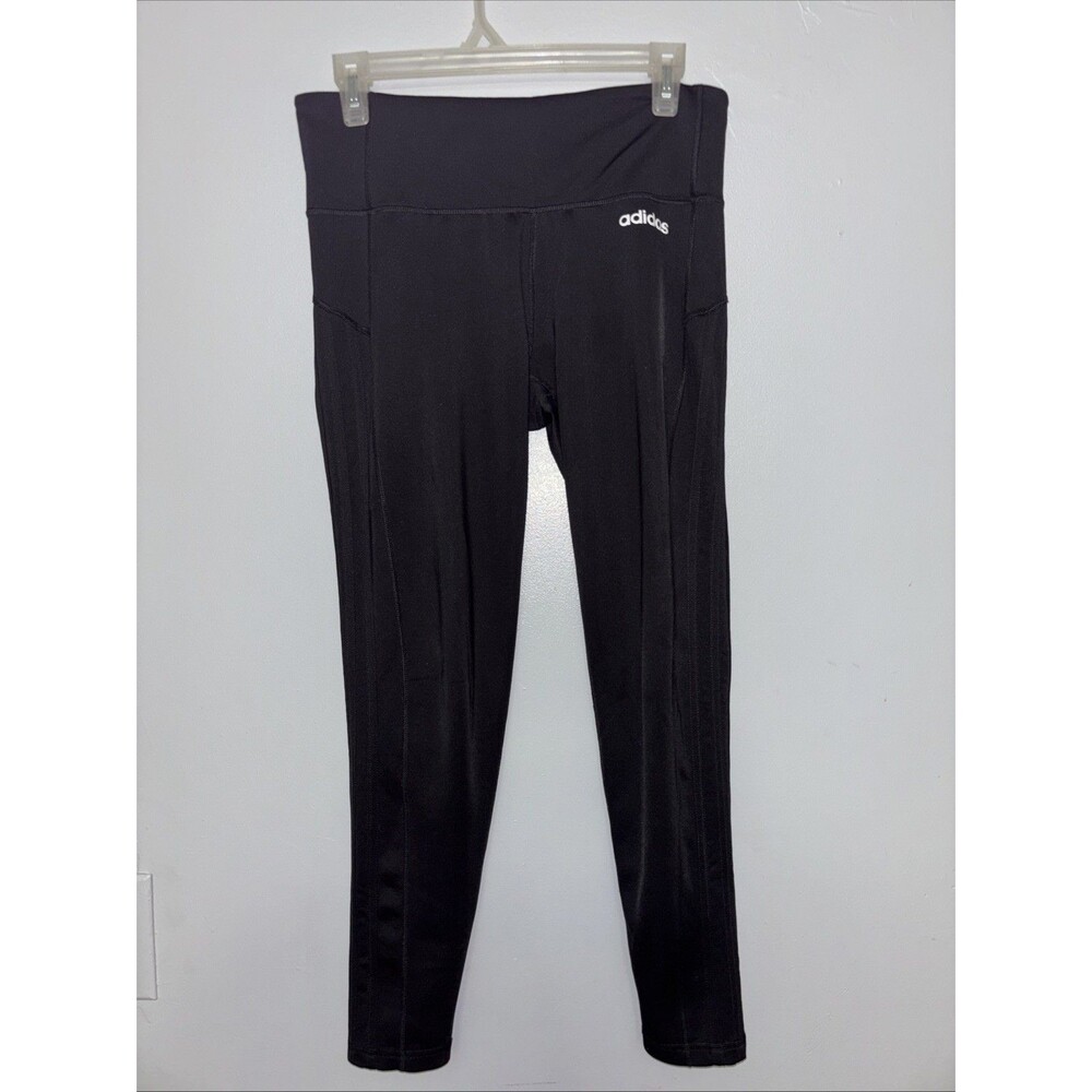Adidas Women's Medium Athletic Leggings Black Stripes